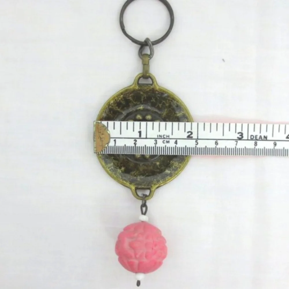 New Handmade Keychain Bag Charm Beaded Boho Antique Brass Rhinestones Faux Gem